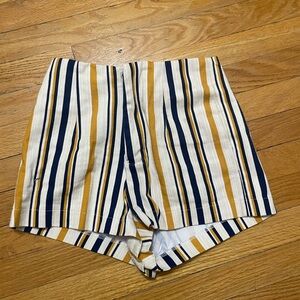 Forever 21 High Waist Striped Shorts in Tan and Blue